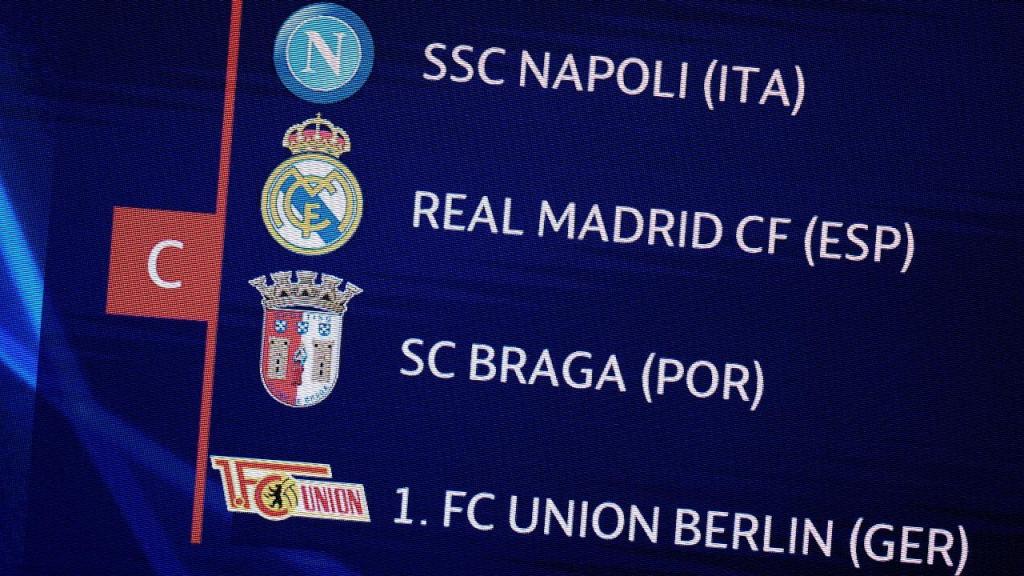 Champions: Real Madrid, Nápoles e Union Berlim no grupo do Sp. Braga